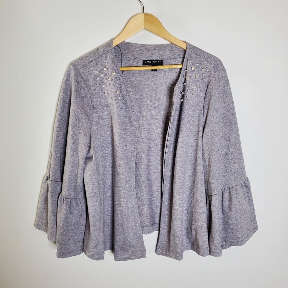 Lane Bryant Pearl Embellished Ruffle Sleeve Cardigan Size 14/16 Great condition - Picture 1 of 9